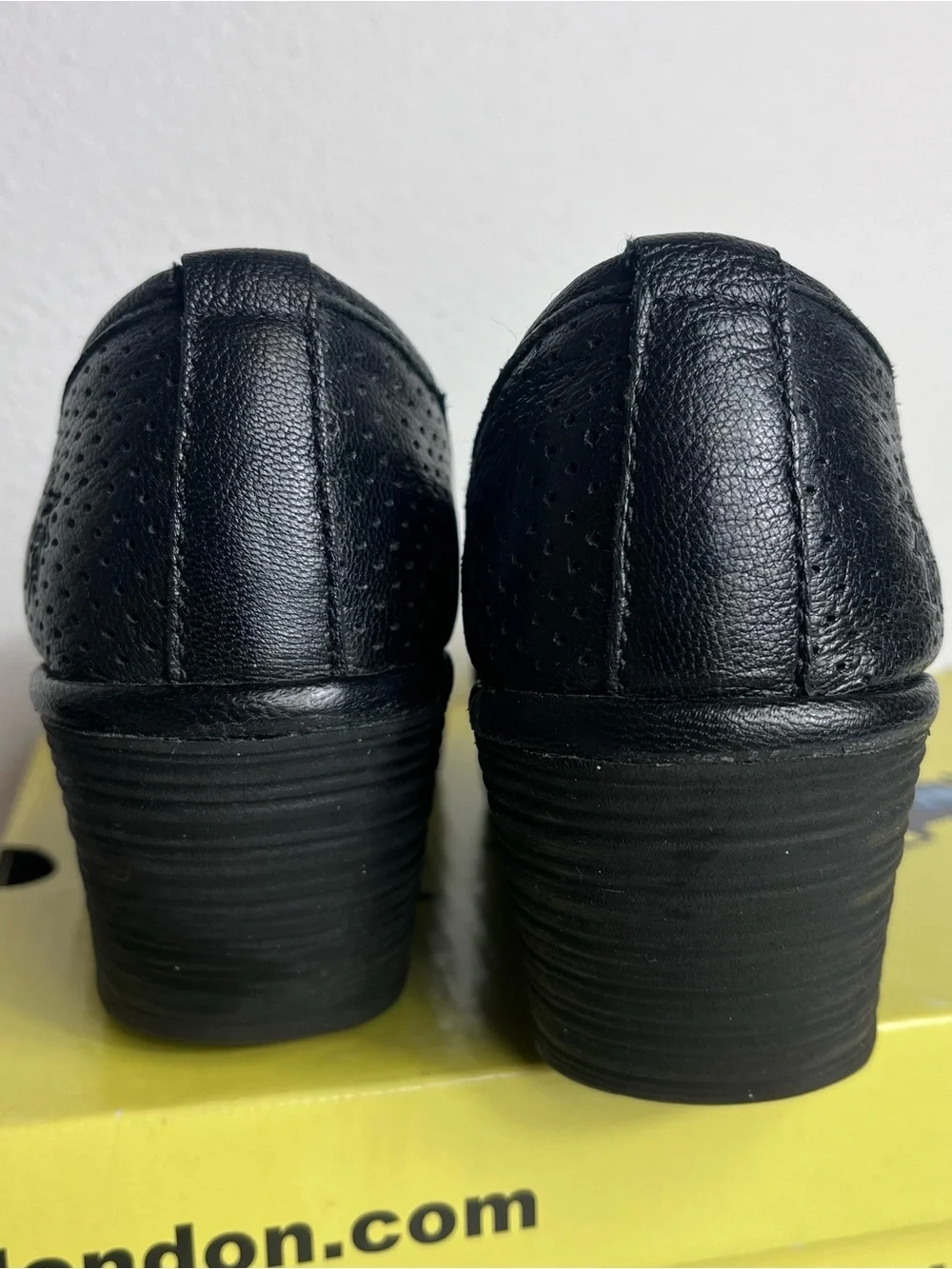 Fly London Yoza Wedge Mousse Black Leather Ballet Slip-On Shoes Pumps 39 Yuzi
